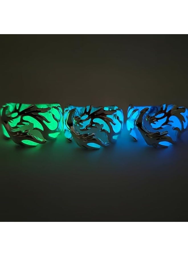 Luminous Glowing Moon Dragon Ring for Men – Adjustable Size Stainless Steel Noctilucent Ring Jewelry, Glow in The Dark Gothic Fantasy Accessories - Image 4